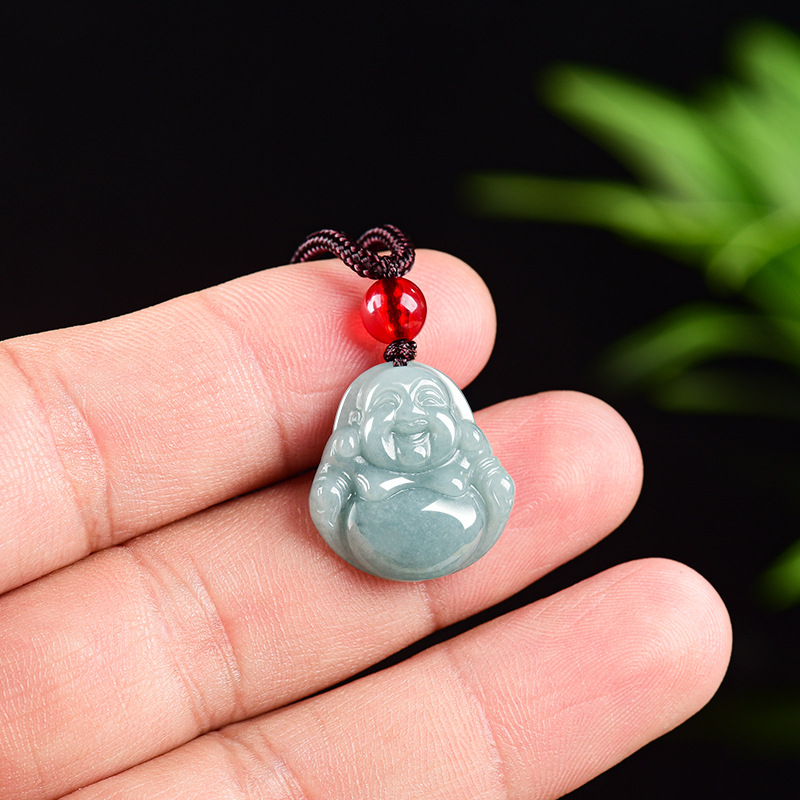 Necklaces - ミャンマー翡翠観音仏ペンダントネックレスヴィンテージ天然宝石本物のジュエリーファッションアクセサリービルマ翡翠石