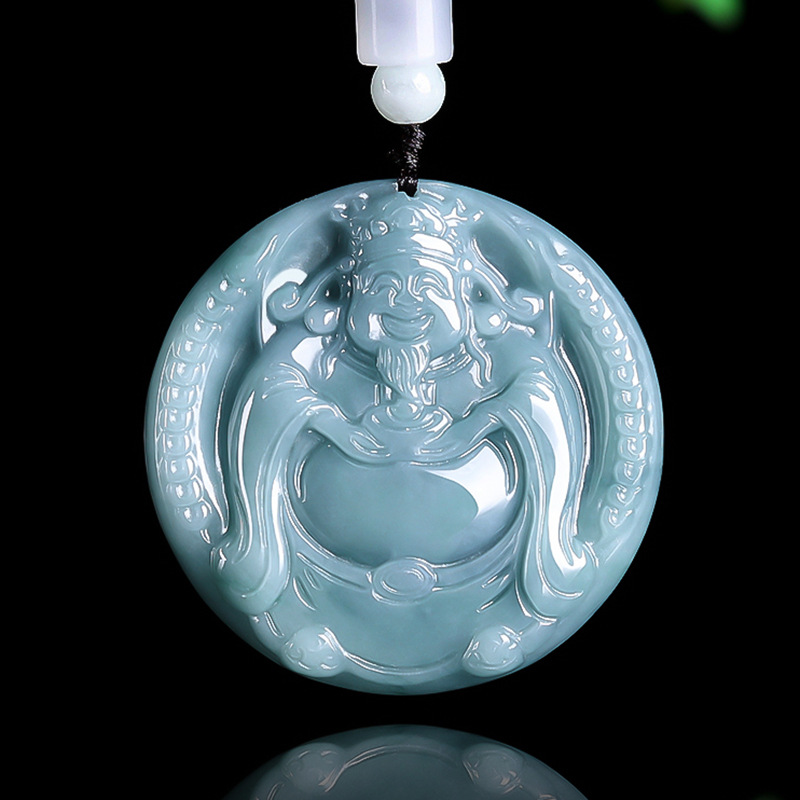 Necklaces - ビルマ翡翠の富の神様のペンダントネックレスチャーム、ヴィンテージデザイナーの本物のジュエリー、ビルマ翡翠の女性への贈り物