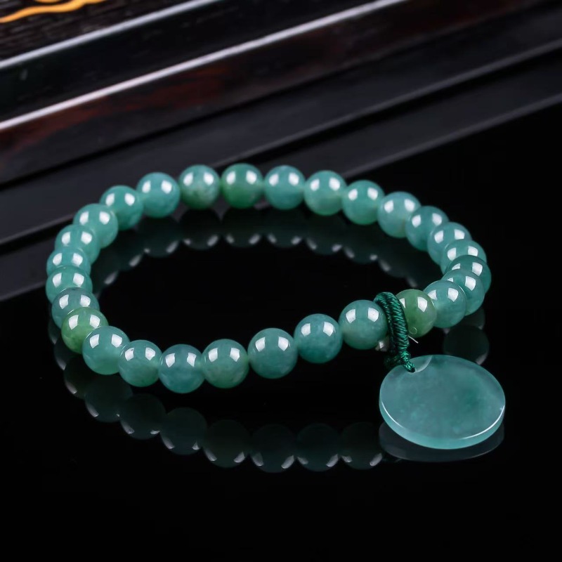 Bracelets - 天然翡翠ブルーウォーターナッシングプレートビーズ手編みブレスレット高級ジュエリーファッションジュエリーチャームギフト券