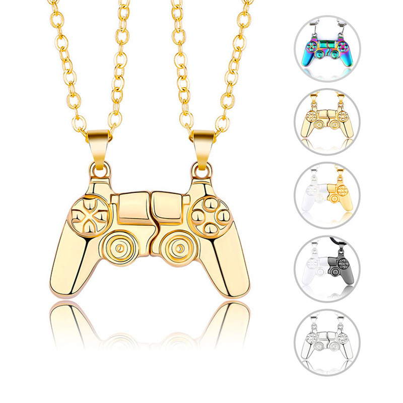 Magnetic Couple Matching Necklaces - マッチングマグネットゲームコントローラーネックレスブレスレットセット、親友、カップル、ゲーム機ハンドル、親友、友情、姉妹へのギフト