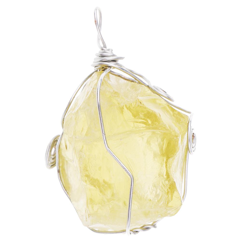 Crystal Pendant Necklace Natural Stone - シトリンペンダント天然イエロークリスタルネックレスビーズストーンジュエリー作成用品子供と大人向け