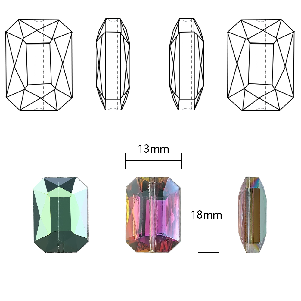 10 個長方形ビーズ 13 × 18 ミリメートルロングスク - Crystal Pendant Necklace Natural Stone のレビューと価格