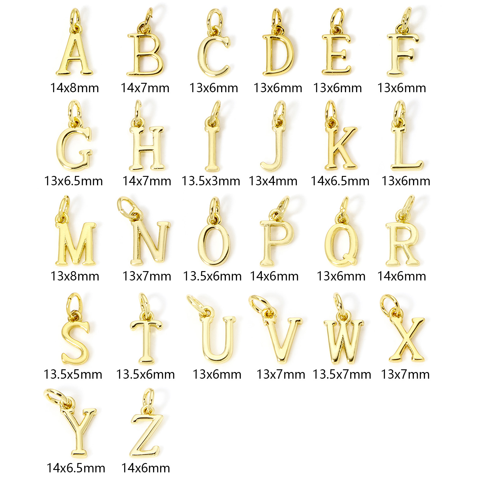 5 ピース真鍮チャーム 18K ゴールドメッキ大文字アルファ - Initial Letter Necklace 18K Gold のレビューと価格