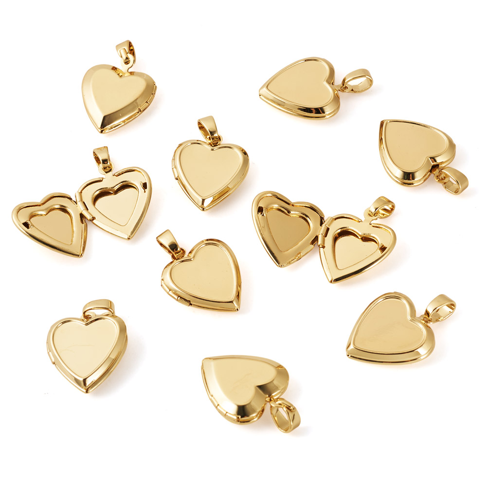 10 個のハートフォトロケットペンダント開閉可能なフォトフレ - Heart Locket Necklace Photo のレビューと価格