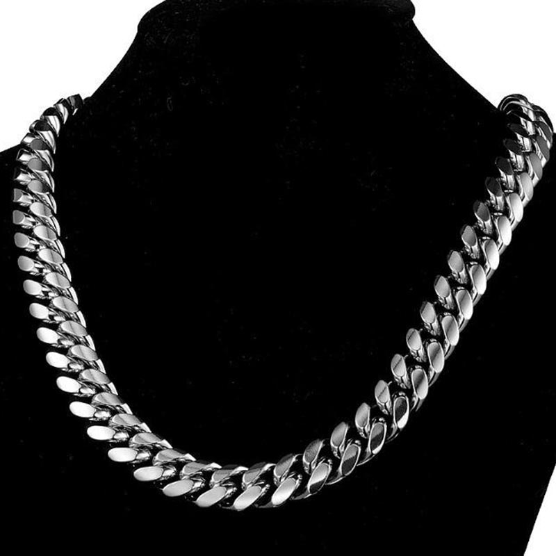 男性と女性のためのステンレス鋼のネックレス,リンクチェーン, - Cuban Link Chain 12Mm のレビューと価格