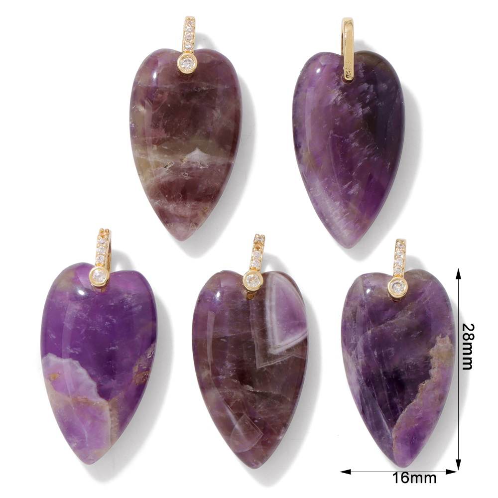 2個入り天然石ハートペンダント、DIYネックレスブレスレット - Crystal Pendant Necklace Natural Stone のレビューと価格