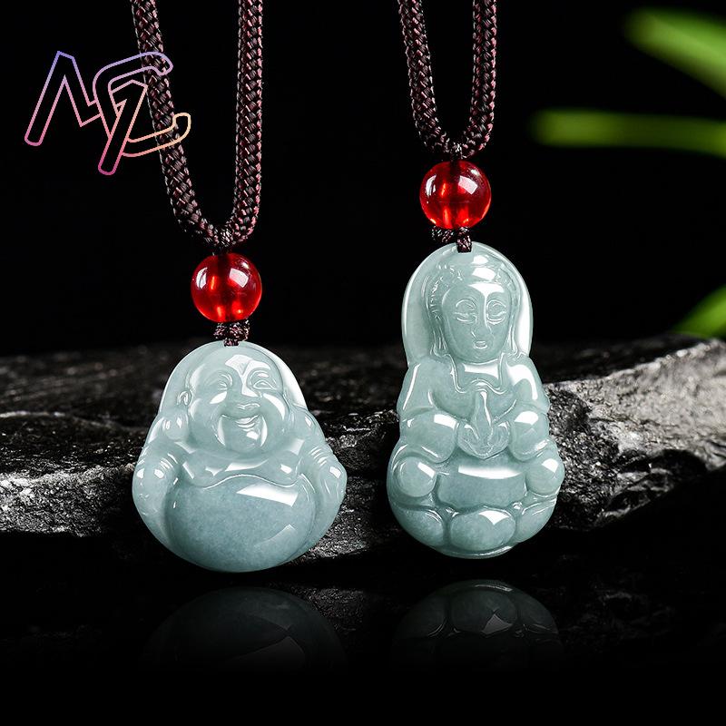ミャンマー翡翠観音仏ペンダントネックレスヴィンテージ天然宝石 - Necklaces のレビューと価格