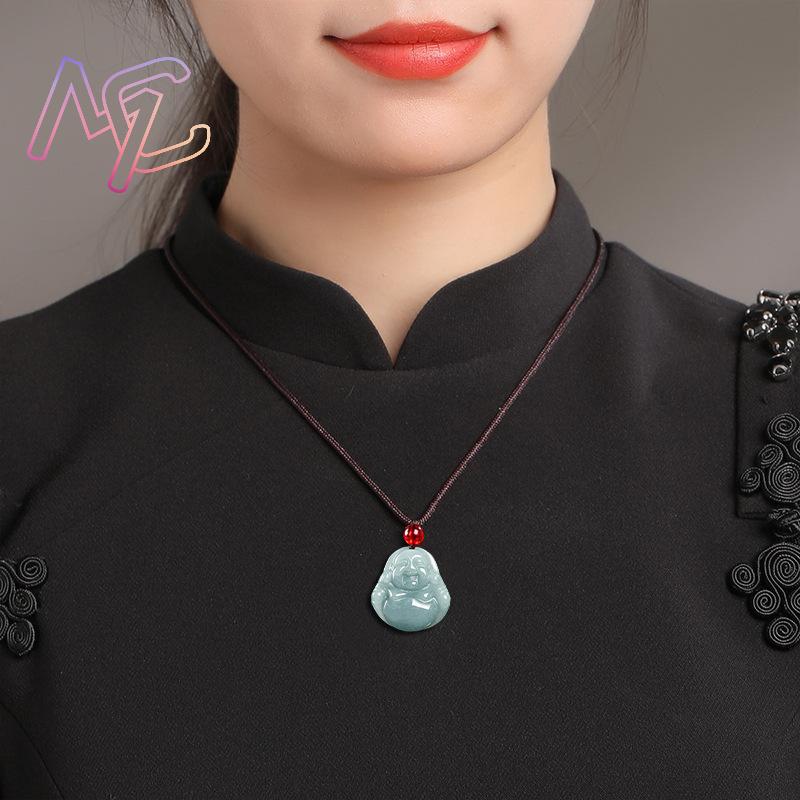 ミャンマー翡翠観音仏ペンダントネックレスヴィンテージ天然宝石 - Necklaces のレビューと価格