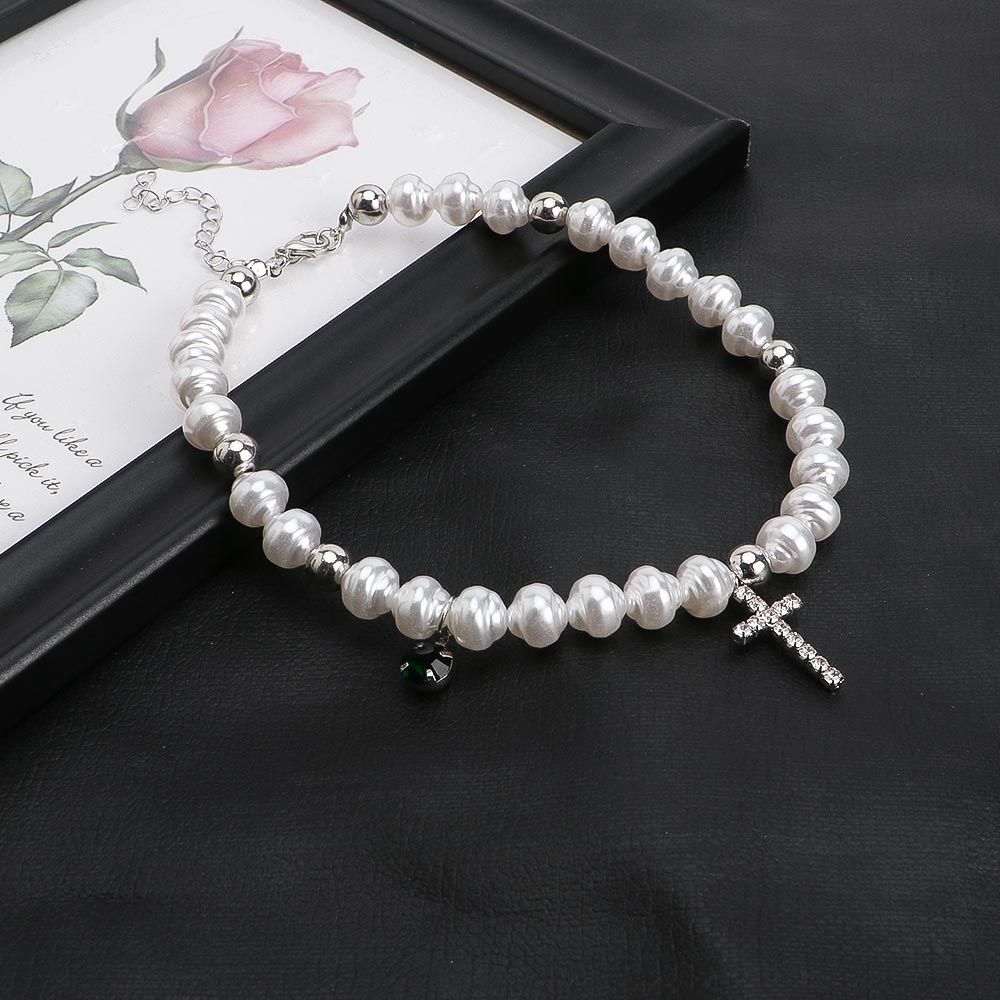 女性用ペンダント付きヴィンテージネックレス,クリスタルクロス - Pearl Choker Necklace Vintage のレビューと価格