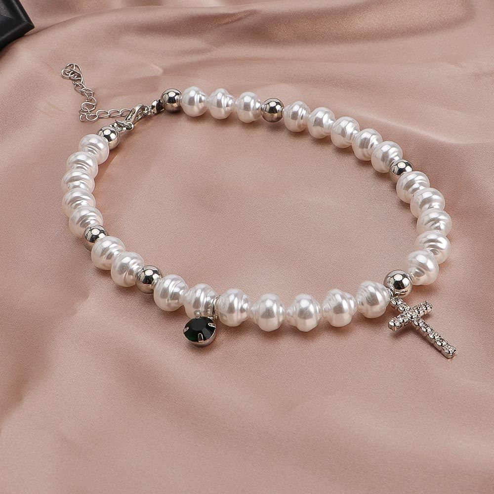 女性用ペンダント付きヴィンテージネックレス,クリスタルクロス - Pearl Choker Necklace Vintage のレビューと価格