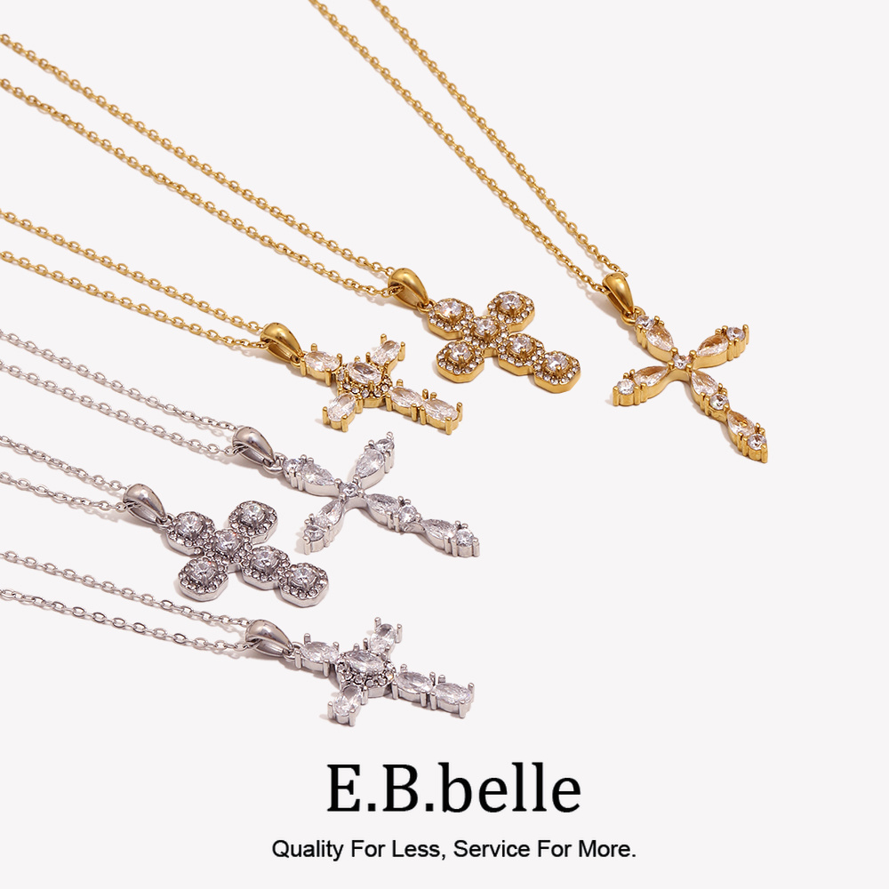 E.B.belle マルチスタイルジルコンクロスペンダントネ - Cross Pendant Necklace Gold のレビューと価格