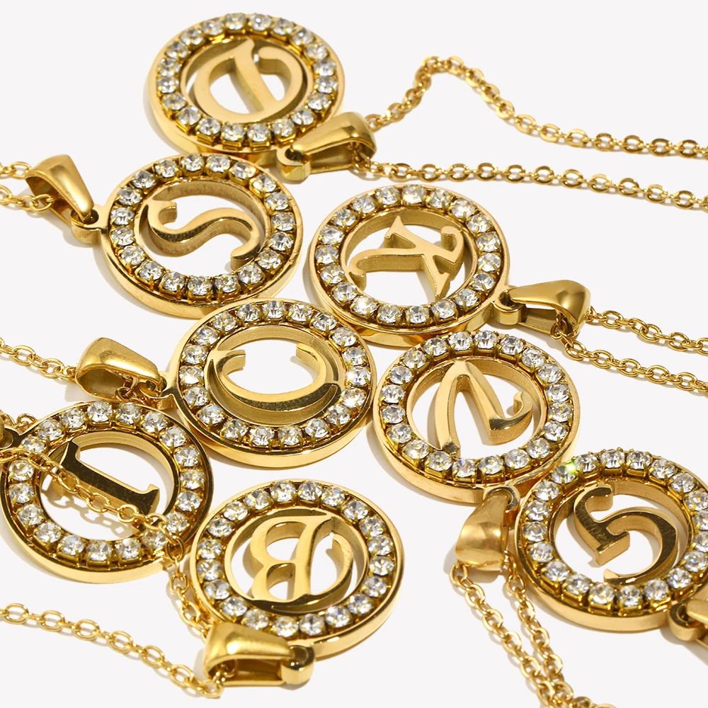 E.B.belle ホローラウンドジルコンパヴェ26文字アル - Initial Letter Necklace 18K Gold のレビューと価格