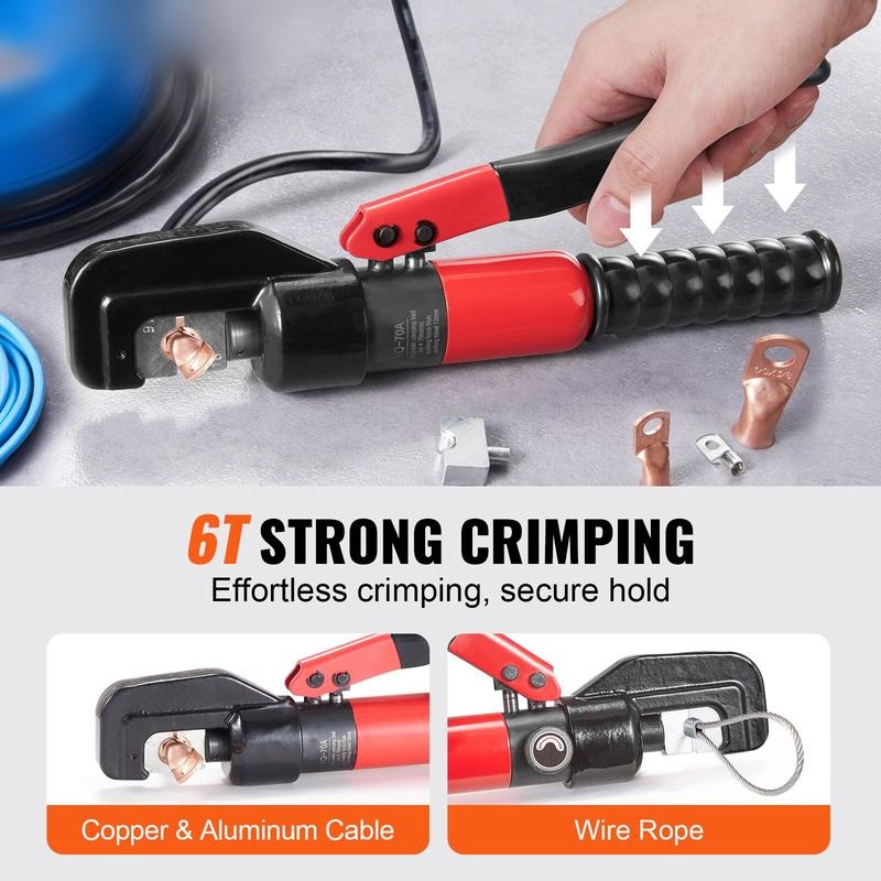 油圧圧着工具、9種類のダイス付き、AWG12-2/0銅および - Rings のレビューと価格
