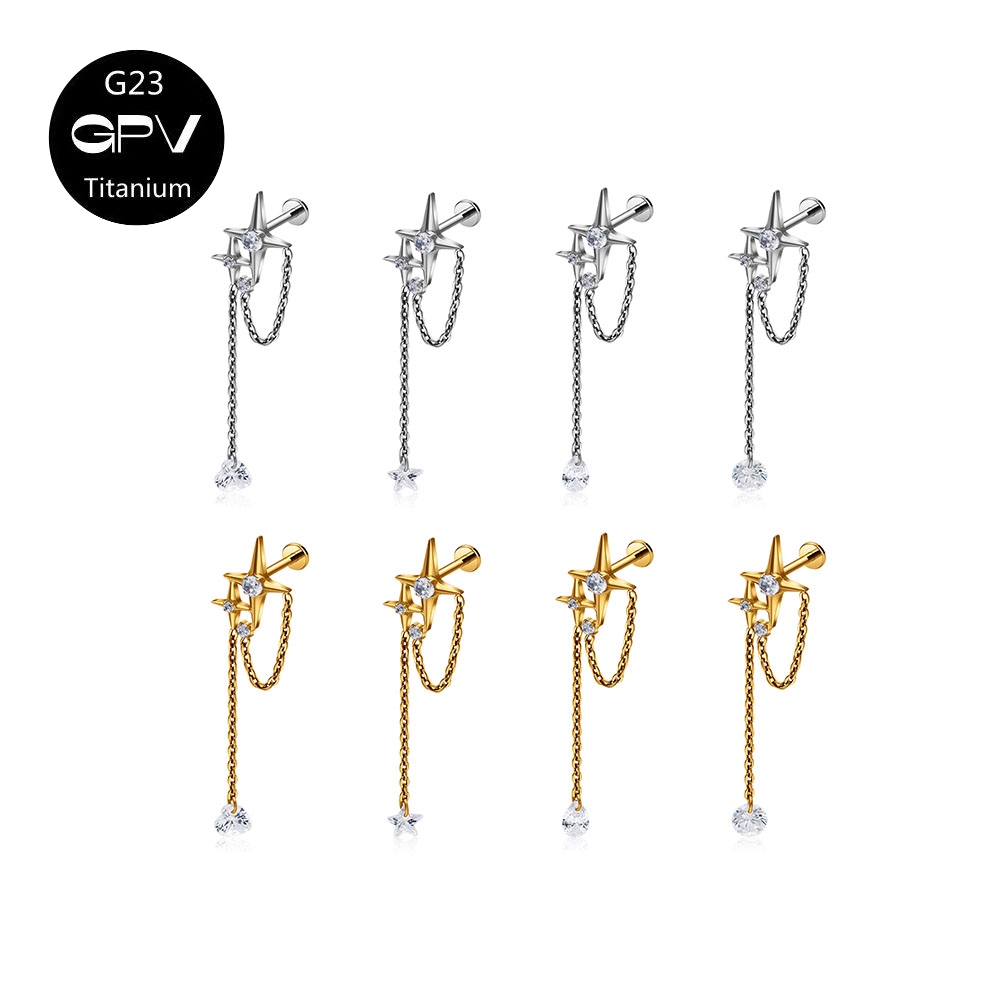 G23 F136 チタンスター耳軟骨ネイルチェーンペンダント - Cross Pendant Necklace Gold のレビューと価格
