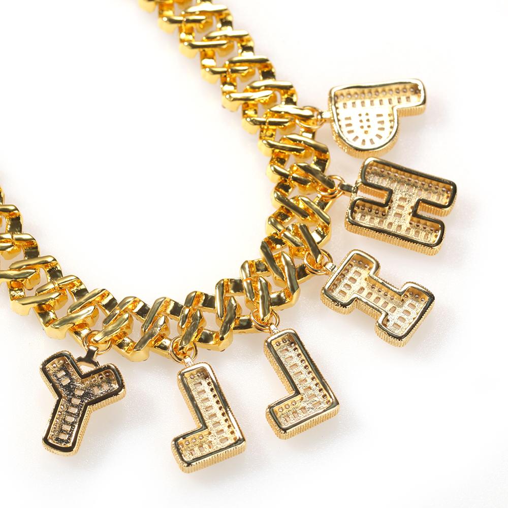 Baguettecz-男性と女性のためのレターネックレスとブ - Cuban Link Chain 12Mm のレビューと価格