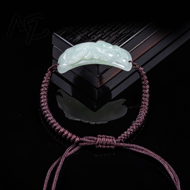ビルマ翡翠貔貅ブレスレット彫刻手編み天然翡翠ブレスレットバン - Bracelets のレビューと価格