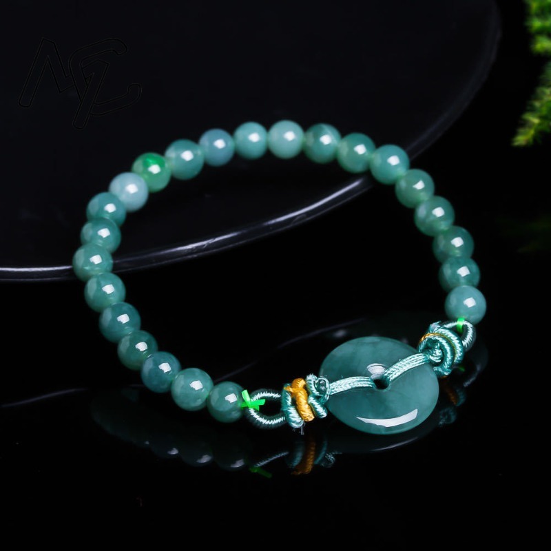 天然の本物のエメラルドブルーウォーター平和バックルビーズブレ - Bracelets のレビューと価格