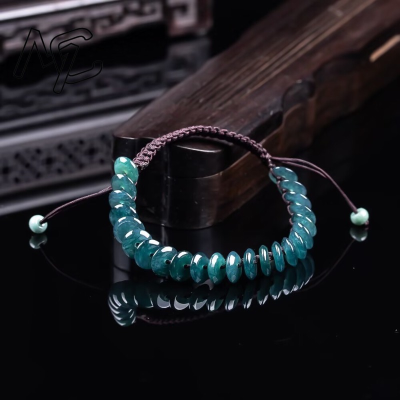 天然の本物のエメラルドブルーウォーター算盤ビーズブレスレット - Necklaces のレビューと価格