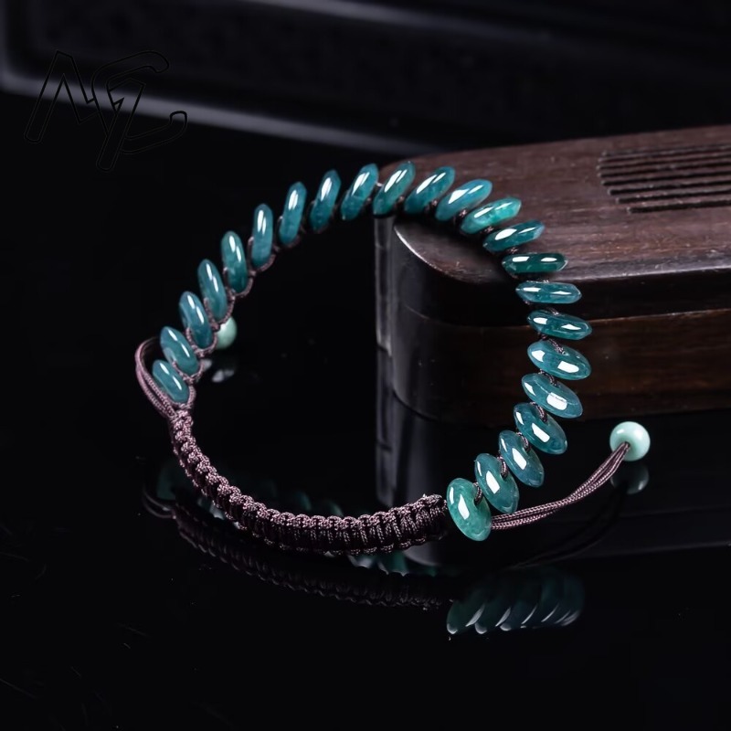 天然の本物のエメラルドブルーウォーター算盤ビーズブレスレット - Necklaces のレビューと価格
