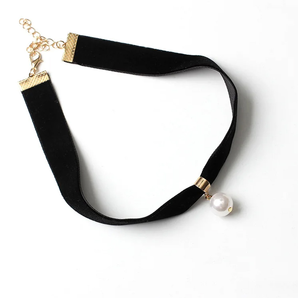 シンプルなヴィンテージパールチョーカーショートブラック鎖骨カ - Pearl Choker Necklace Vintage のレビューと価格