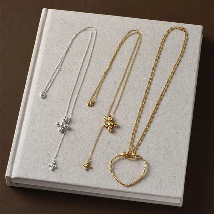 ヨーロッパアメリカビッグハート二層クロスゴールドシルバーネッ - Cross Pendant Necklace Gold のレビューと価格