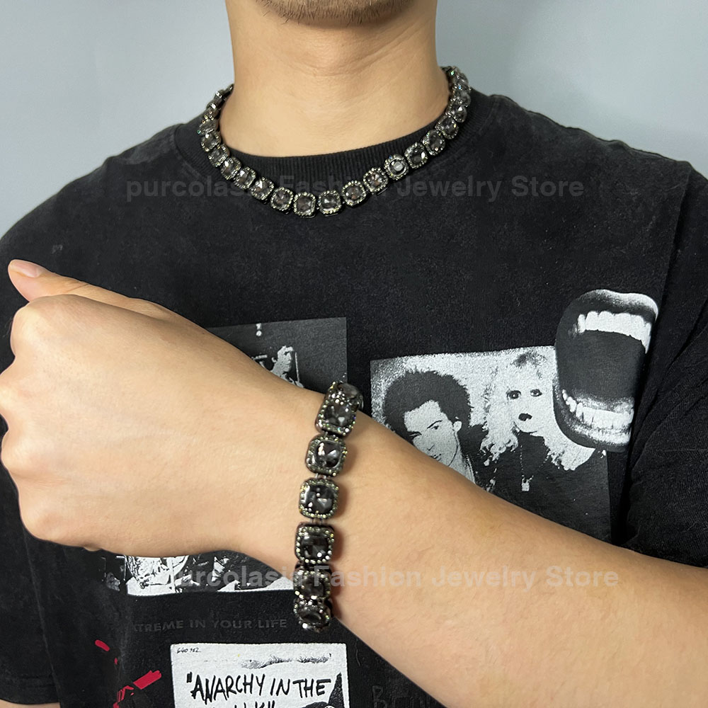 ブリリアントマルチカラーアイスアウトブレスレット男性女性 1 - Cuban Link Chain 12Mm のレビューと価格