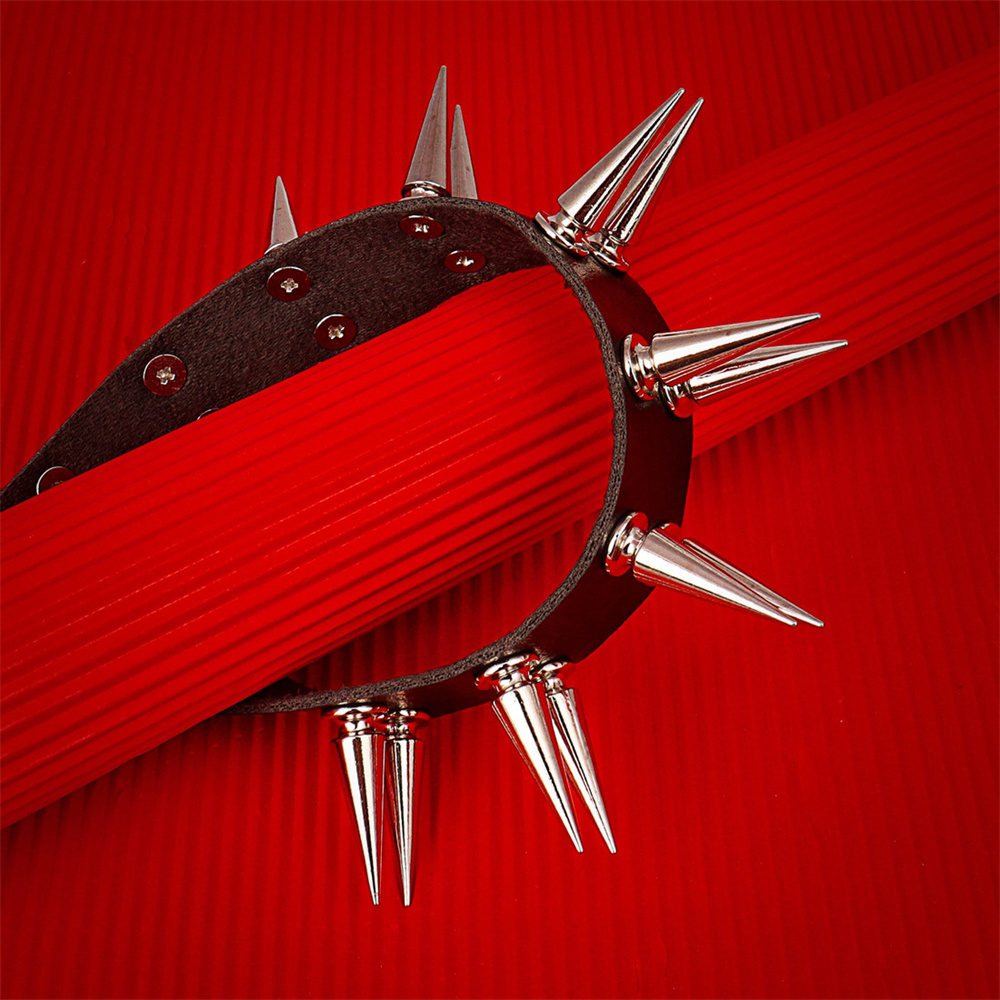 ロングスパイクチョーカー首輪女性男性用黒 Pu レザーゴスネ - Goth Punk Spike Choker のレビューと価格