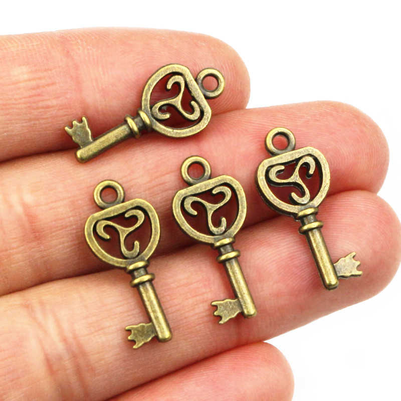 40個キーチャームペンダントアンティークブロンズメッキ遅いハ - Heart Locket Necklace Photo のレビューと価格