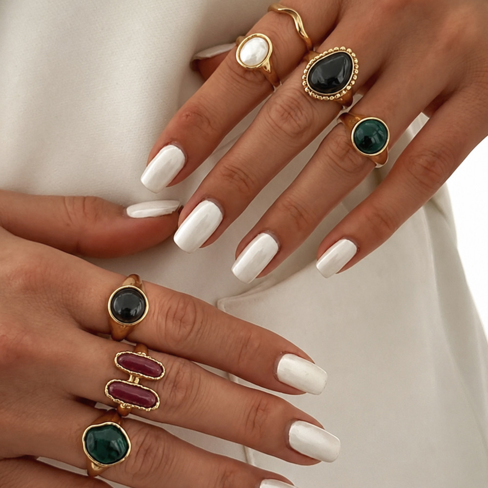 IngeSight.Z 7個セット パンクトレンド カラフル - Vintage Punk Knuckle Rings Set のレビューと価格