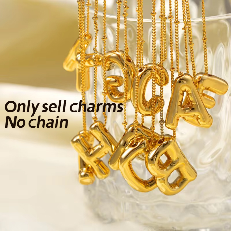Carlidana-女性用ステンレススチールバブルネックレス - Initial Letter Necklace 18K Gold のレビューと価格