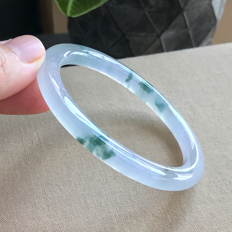 古鉱山産ジェダイトブレスレット、丸型、氷のような質感、模様、 - Rings のレビューと価格