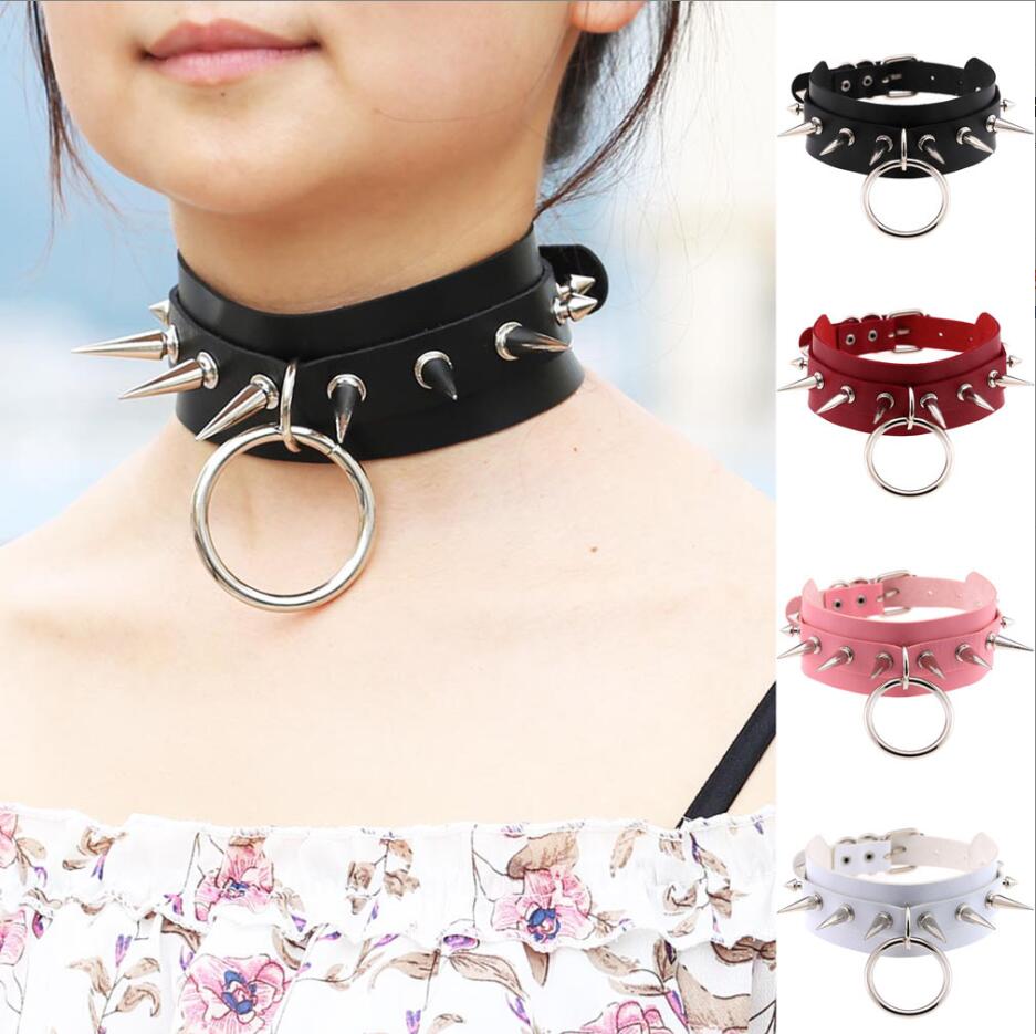 男性と女性のためのスパイクと金属のネックレス,宝石,パンク, - Goth Punk Spike Choker のレビューと価格