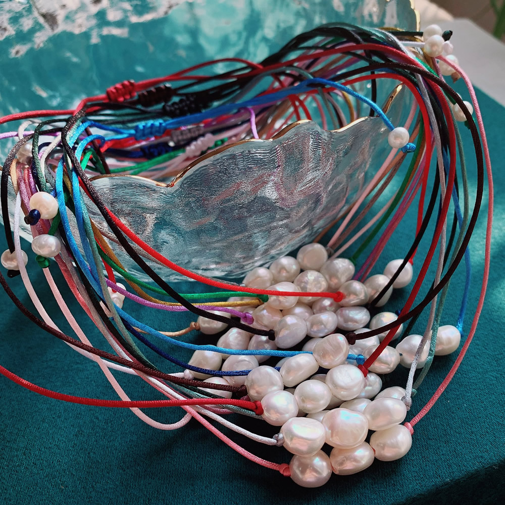 9-10 ミリメートルバロックパールチャームネックレスレディ - Pearl Choker Necklace Vintage のレビューと価格