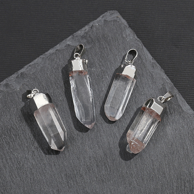 天然クリアクォーツクリスタルペンダント、電気メッキ研磨済み原 - Crystal Pendant Necklace Natural Stone のレビューと価格