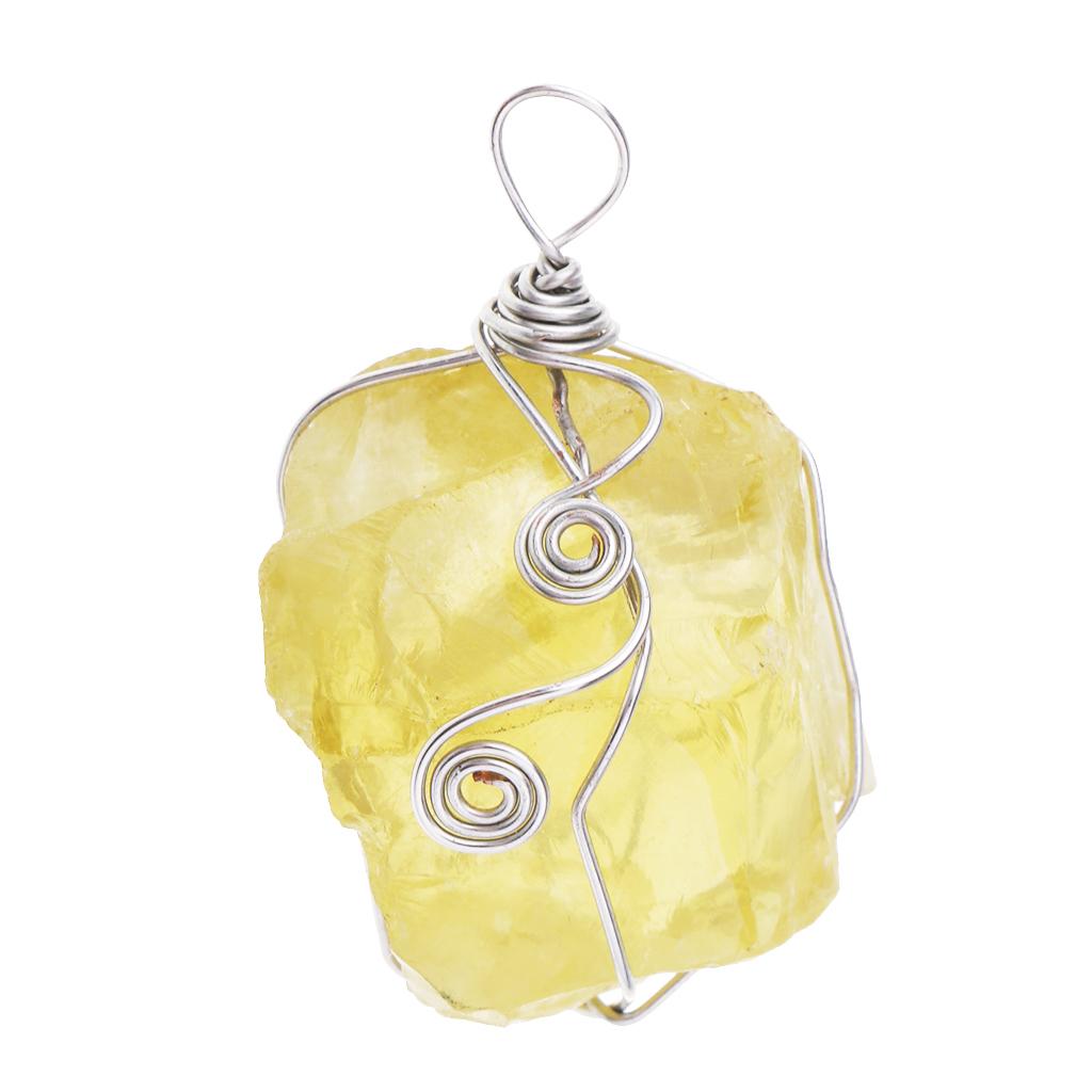 シトリンペンダント天然イエロークリスタルネックレスビーズスト - Crystal Pendant Necklace Natural Stone のレビューと価格