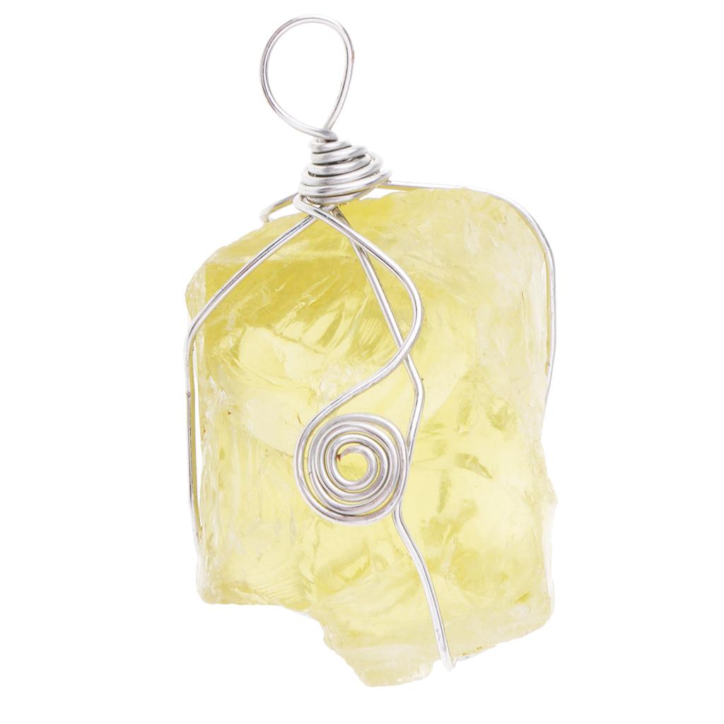 シトリンペンダント天然イエロークリスタルネックレスビーズスト - Crystal Pendant Necklace Natural Stone のレビューと価格