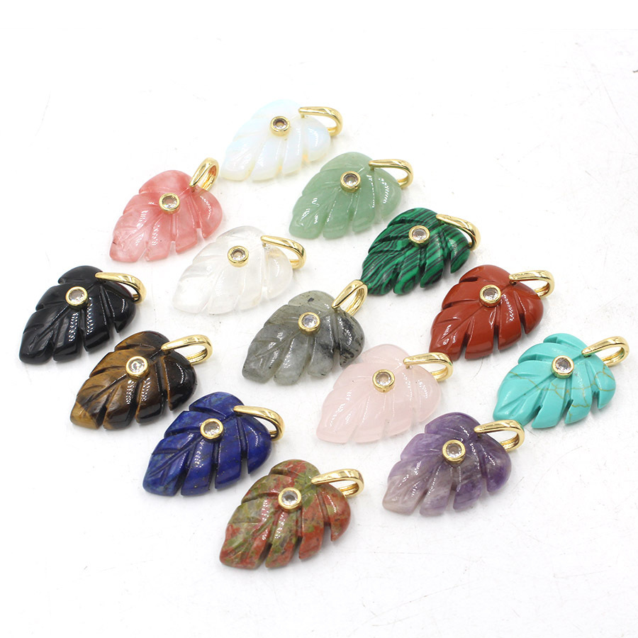 天然ヒーリングクリスタルリーフペンダント ジルコン天然石チャ - Crystal Pendant Necklace Natural Stone のレビューと価格