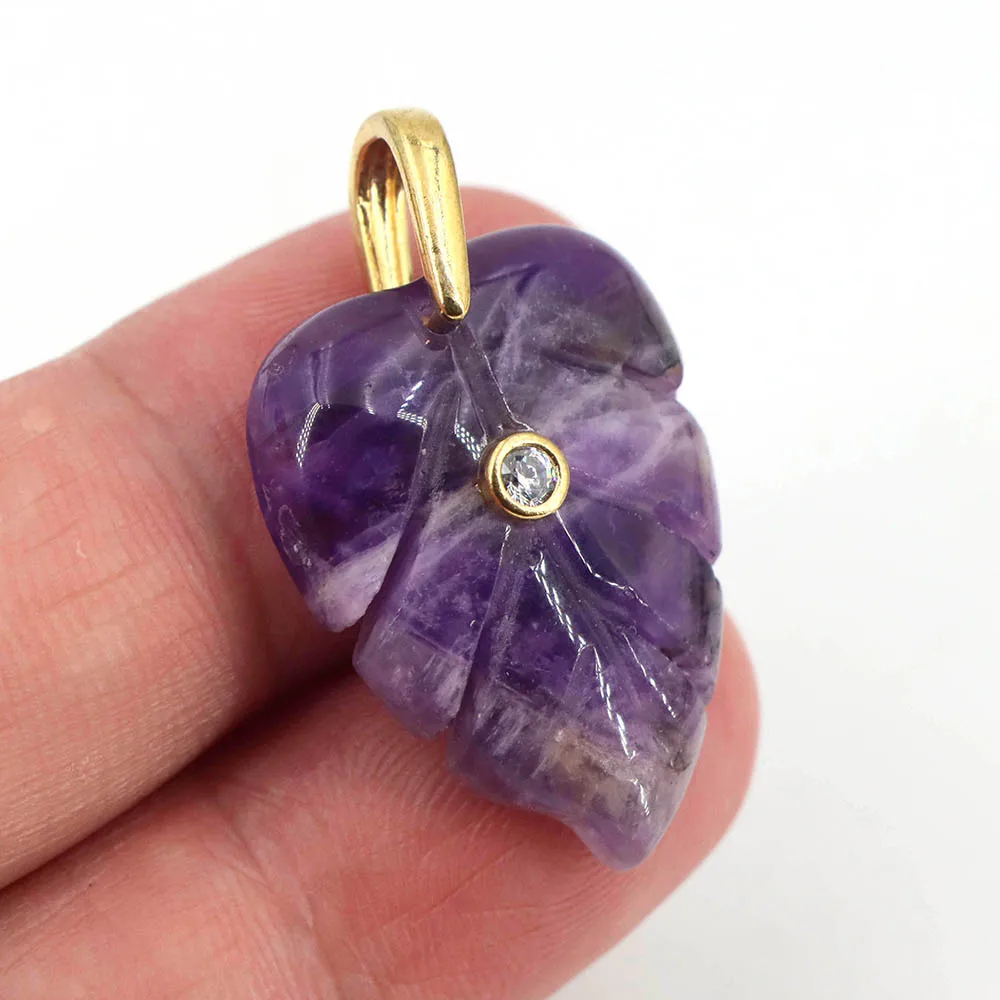 天然ヒーリングクリスタルリーフペンダント ジルコン天然石チャ - Crystal Pendant Necklace Natural Stone のレビューと価格