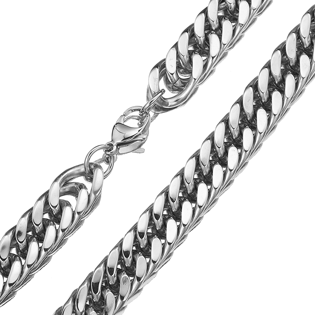 男性用ステンレススチールチェーンネックレス,シルバーカラーの - Cuban Link Chain 12Mm のレビューと価格