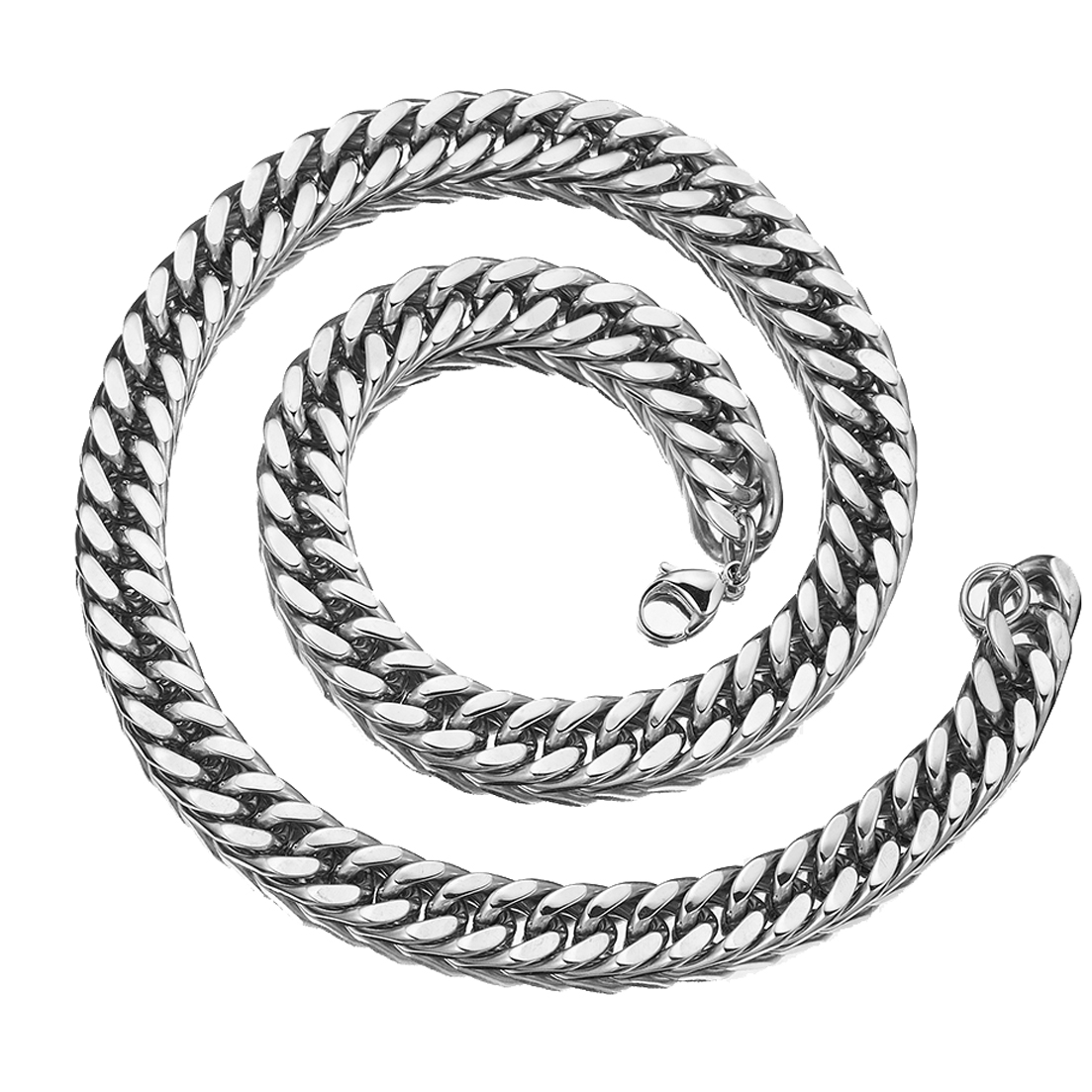 男性用ステンレススチールチェーンネックレス,シルバーカラーの - Cuban Link Chain 12Mm のレビューと価格