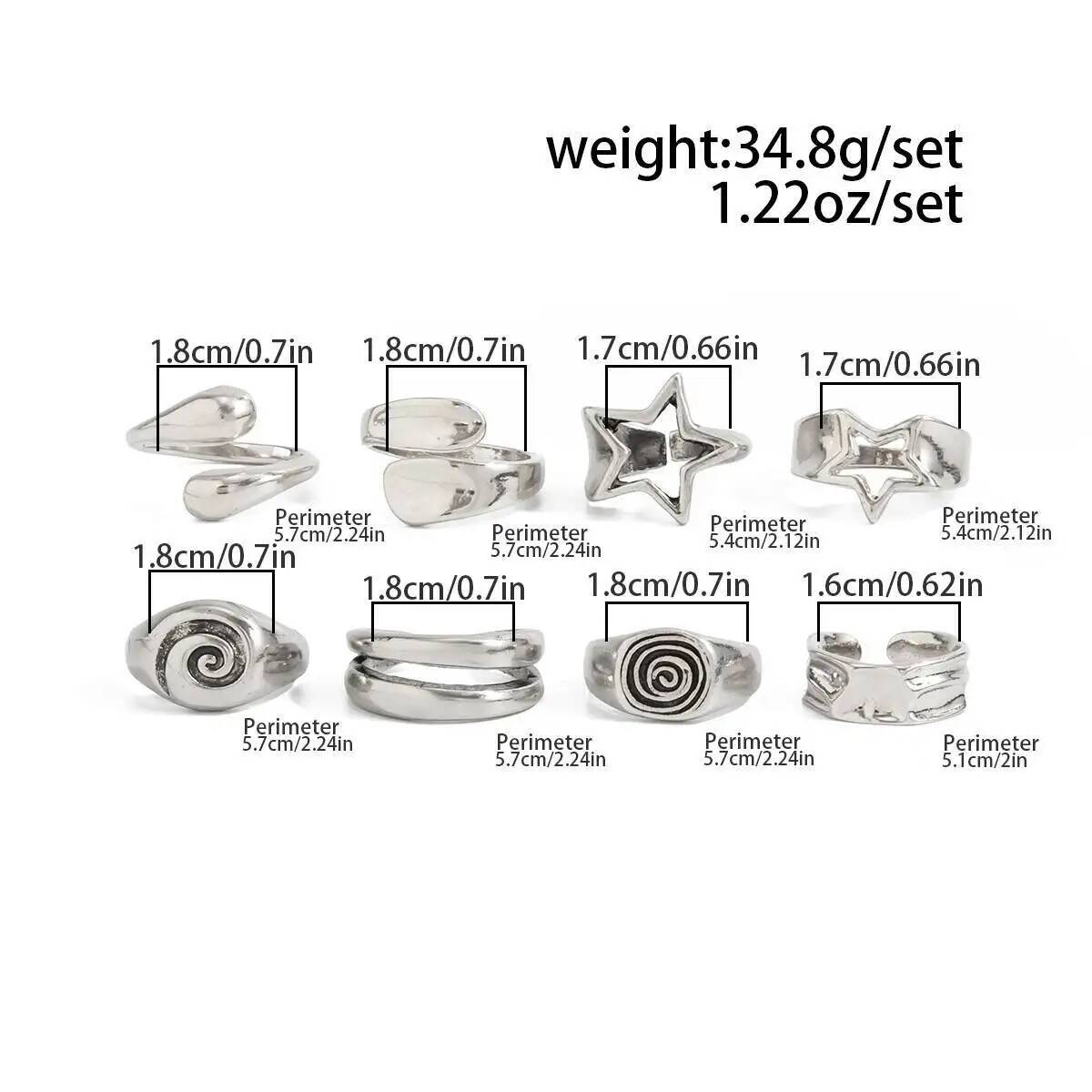 Ingemark 8 ピース/セット ゴシック五芒星スレッド - Vintage Punk Knuckle Rings Set のレビューと価格