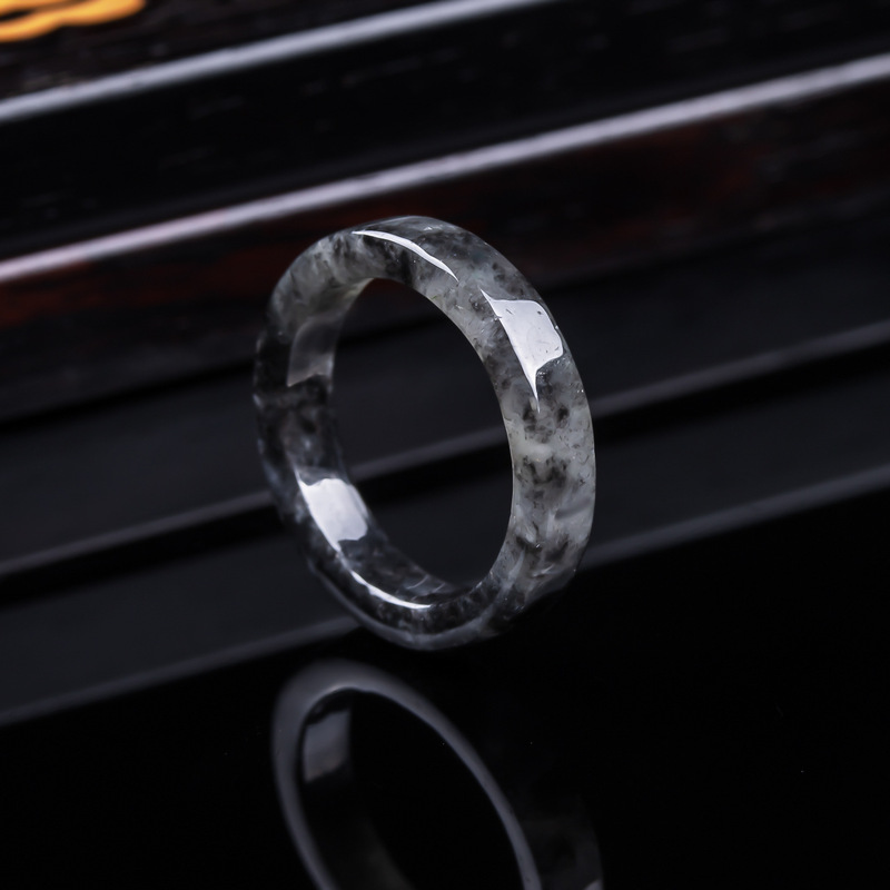 天然A級ビルマ産、黒翡翠アイスタイプリング、男女兼用ジュエリ - Rings のレビューと価格