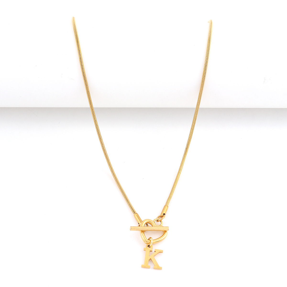 ファッションA-Zイニシャルハートペンダントネックレス18K - Initial Letter Necklace 18K Gold のレビューと価格
