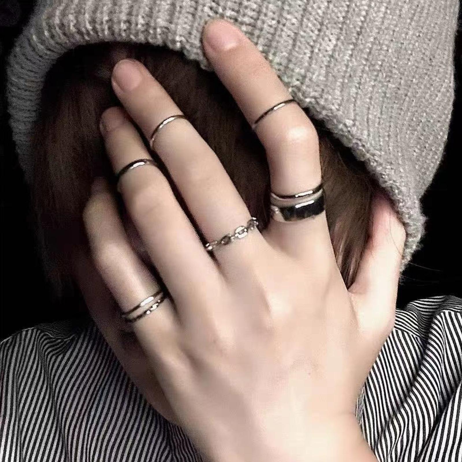 レディースヒップホップリングセット ヴィンテージシルバーカラ - Vintage Punk Knuckle Rings Set のレビューと価格